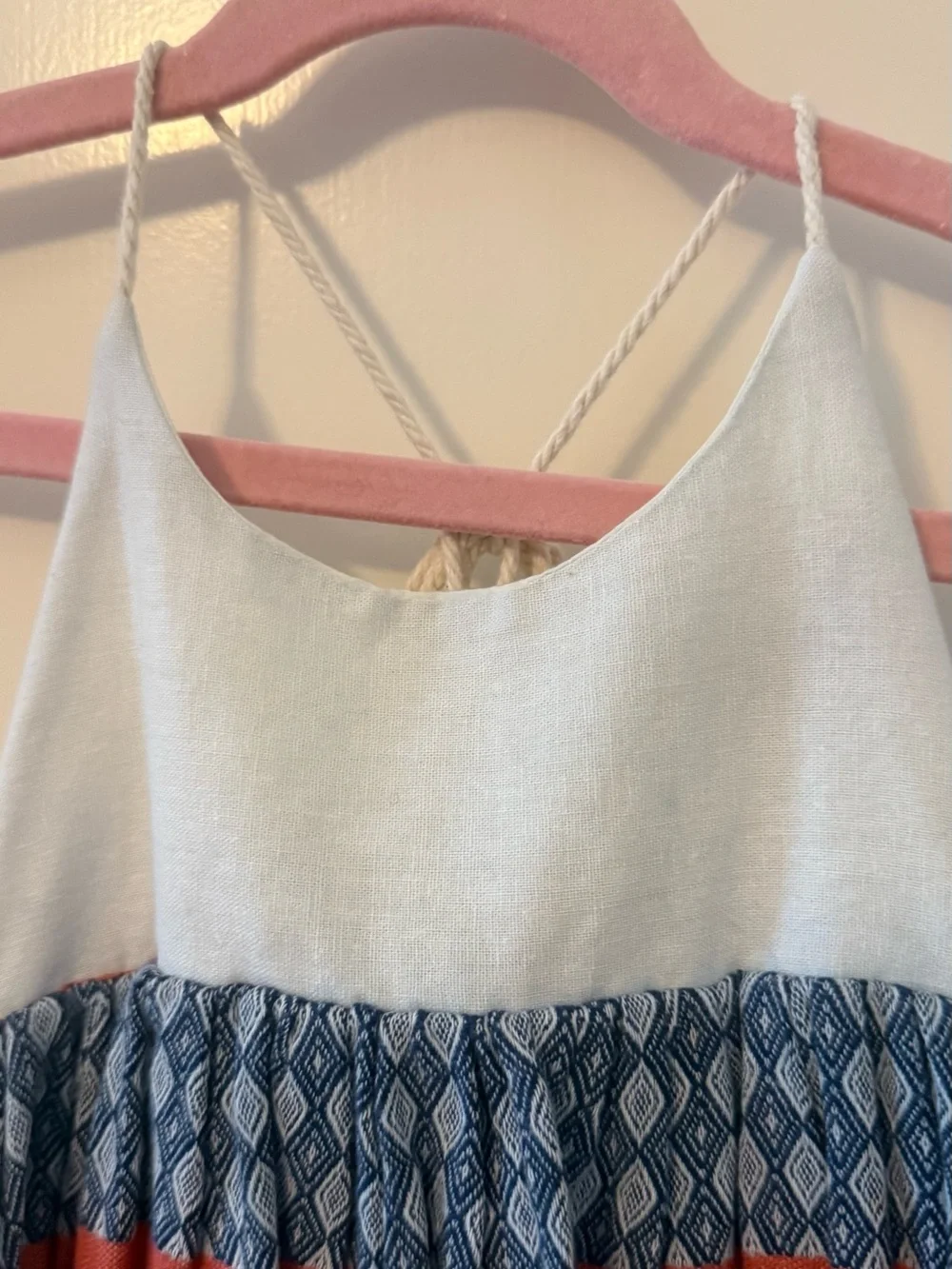 3T Pleiades Boho Striped High-Low Dress in Blue, Red, White